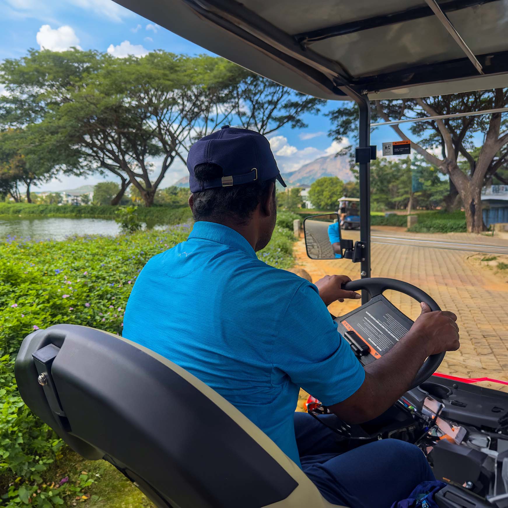 Embark on a golf cart tour of the sprawling 18-hole course by the Nandi Hills. 