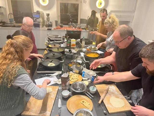 Next up, rolling dough and grilling tandoori magic