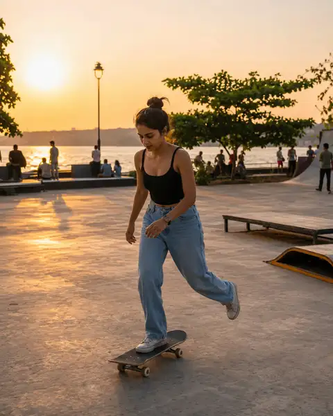 Beginner-Friendly Sunset Skateboarding