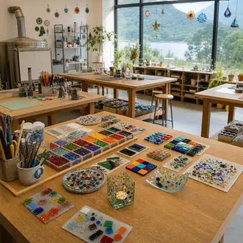 Work with bright glass pieces that make simple designs feel striking.