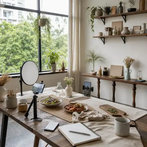 Try top-down and side angles that suit different dishes.